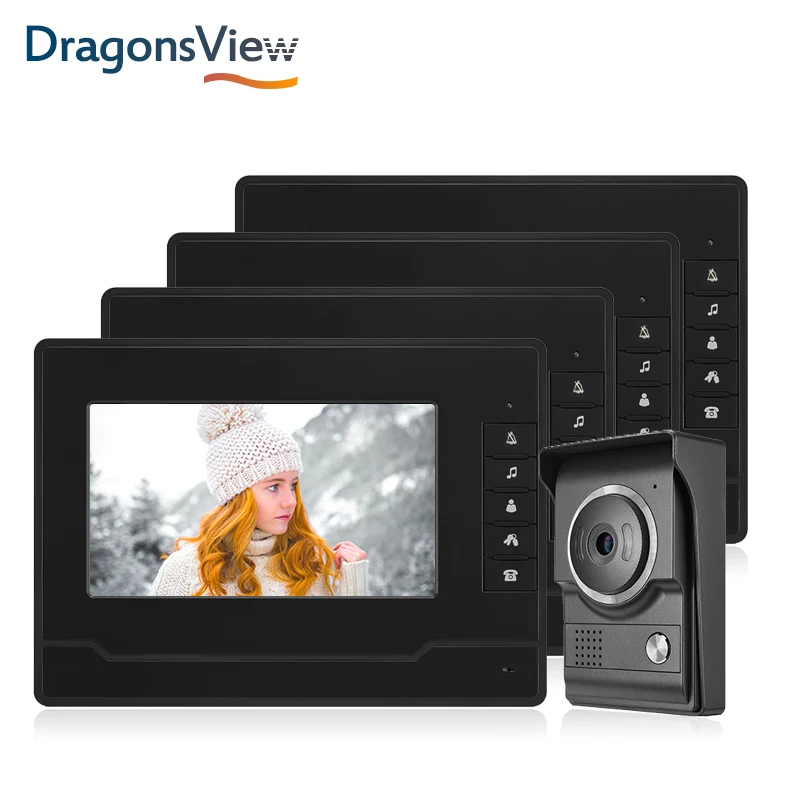 Видеодомофон Dragonsview 7 дюймов 1000 TVL серебристо черный|Видеодомофон| |