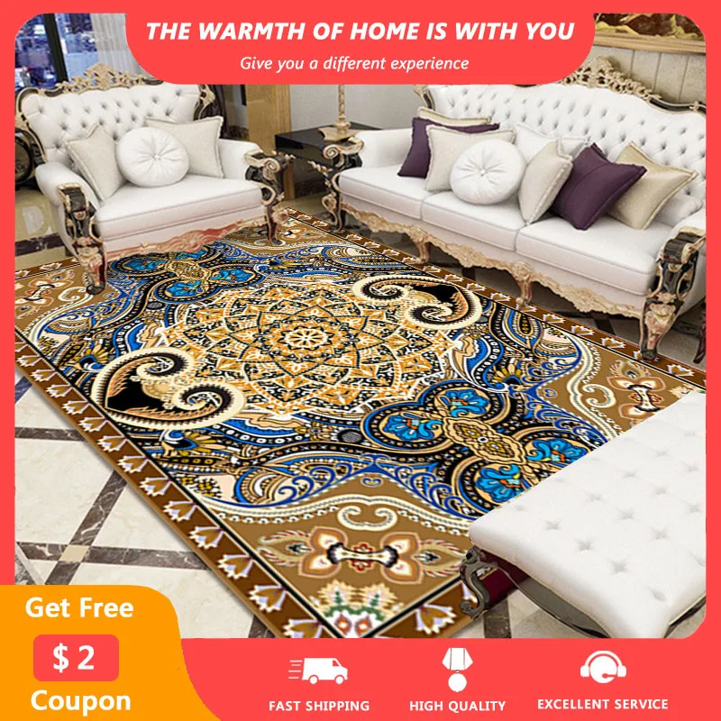 

Persian Turkey Carpets for Living Room European Retro Style Room Carpet Non-Slip Washable BedSide Area Rugs Drop Shipping tapis