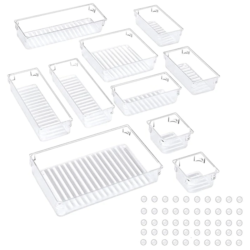 

10 шт. стол столовых приборов лотки, 5-Размеры Универсальный хранения Коробки органайзеры для косметики для Кухня комод Ванная комната офис