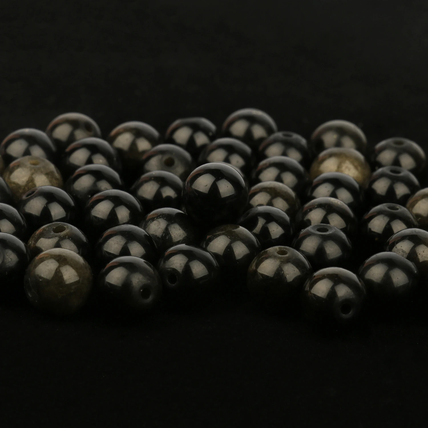 

6/8/10/12mm Natural Stone Gold Obsidian Beads Black Round Loose Beads For Jewelry Making DIY Charms Bracelet Accessories 15"
