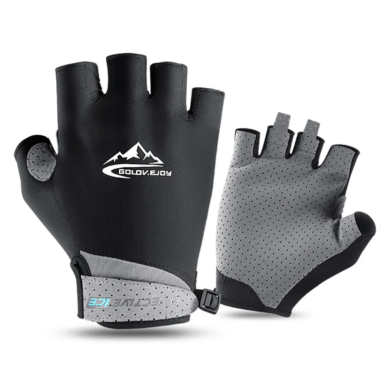 

Unisex Summer Ice Silk Breathable Sunscreen Half-finger Gloves Outdoor Fishing Golf Sports Man Thin Skid Absorb Sweat Gloves