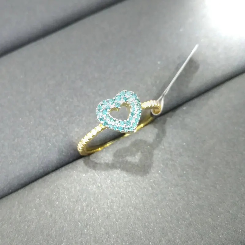 Ченый s925 серебро кольцо августа Новый озерно голубой в форме сердца Женская мода