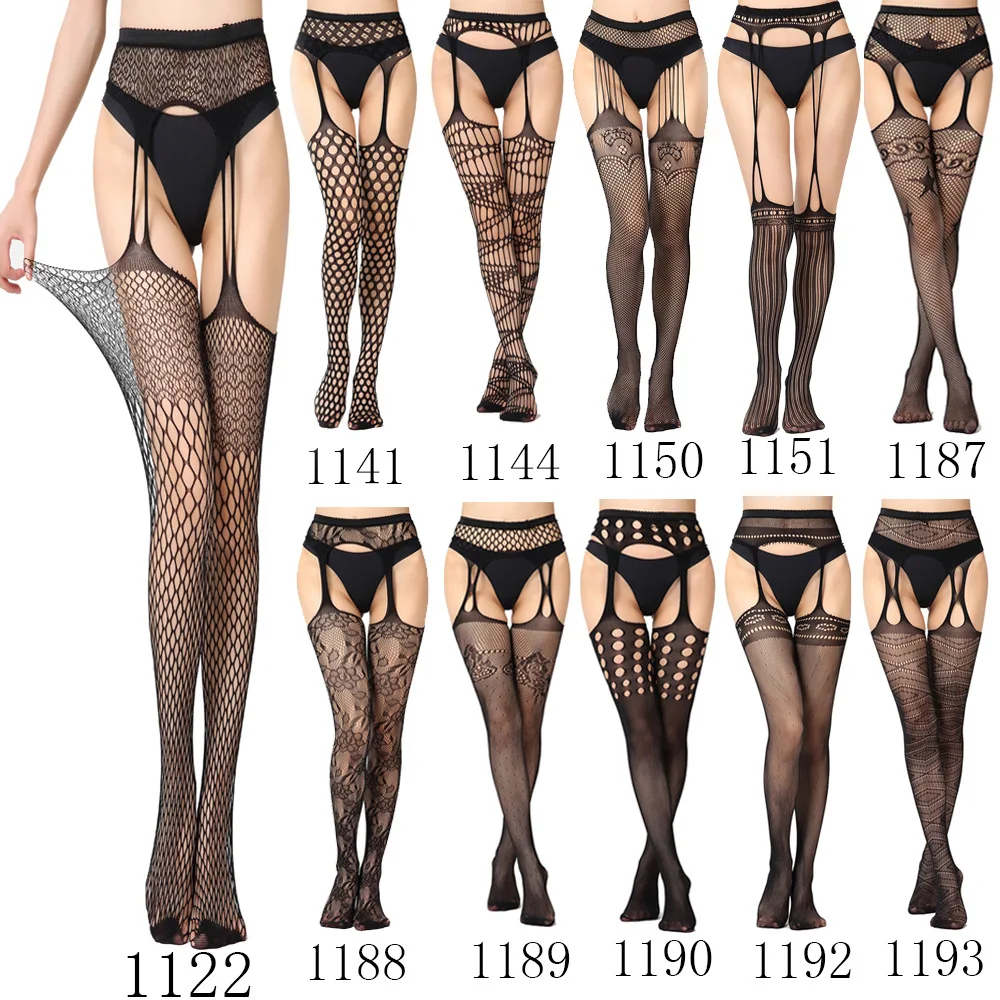 

Women Sexy Lingerie Stockings Garter Belt Stripe Thigh High Over Knee Socks Long Fishnet Black Pantyhose Transparent Stockings