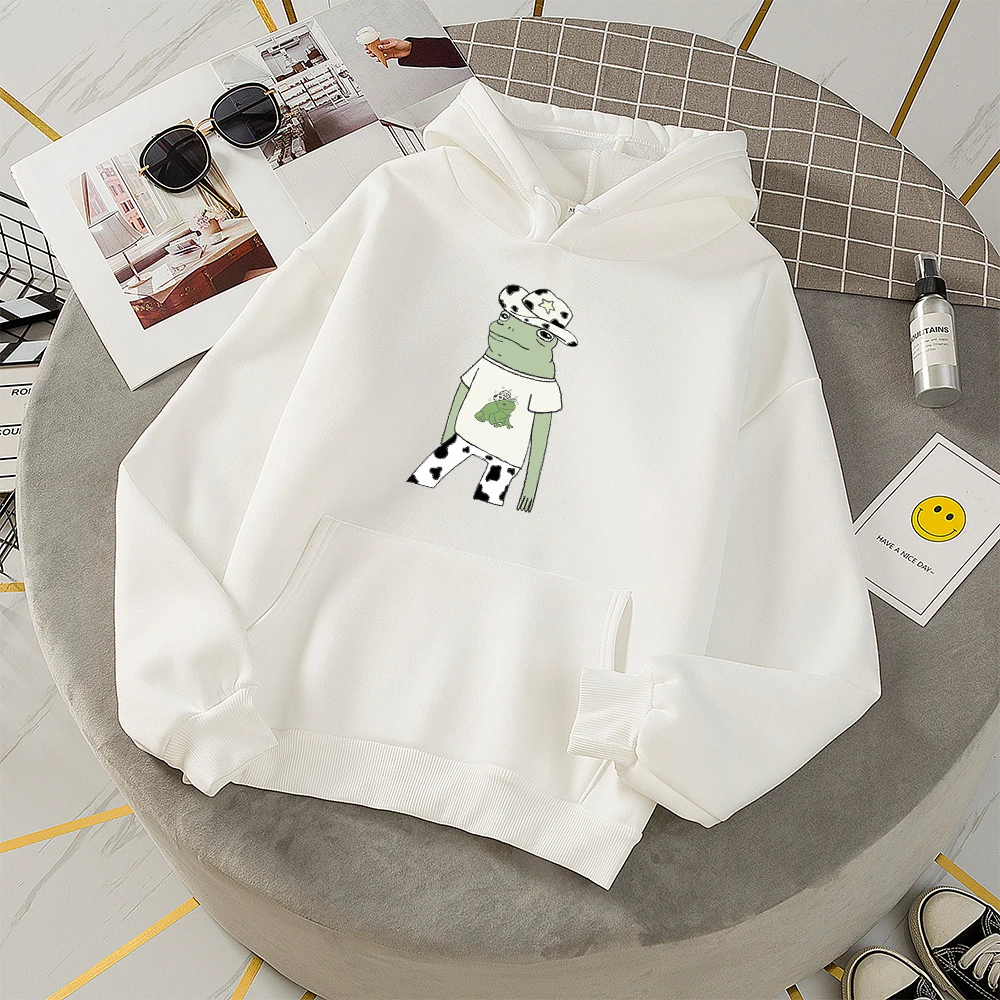 Frog Cow Hoody Jacket for Girl Sweetshirt Cute Sweatshirts for Teens Aesthetic Graphic Hoodies Women Sweetshirts Oversized Women