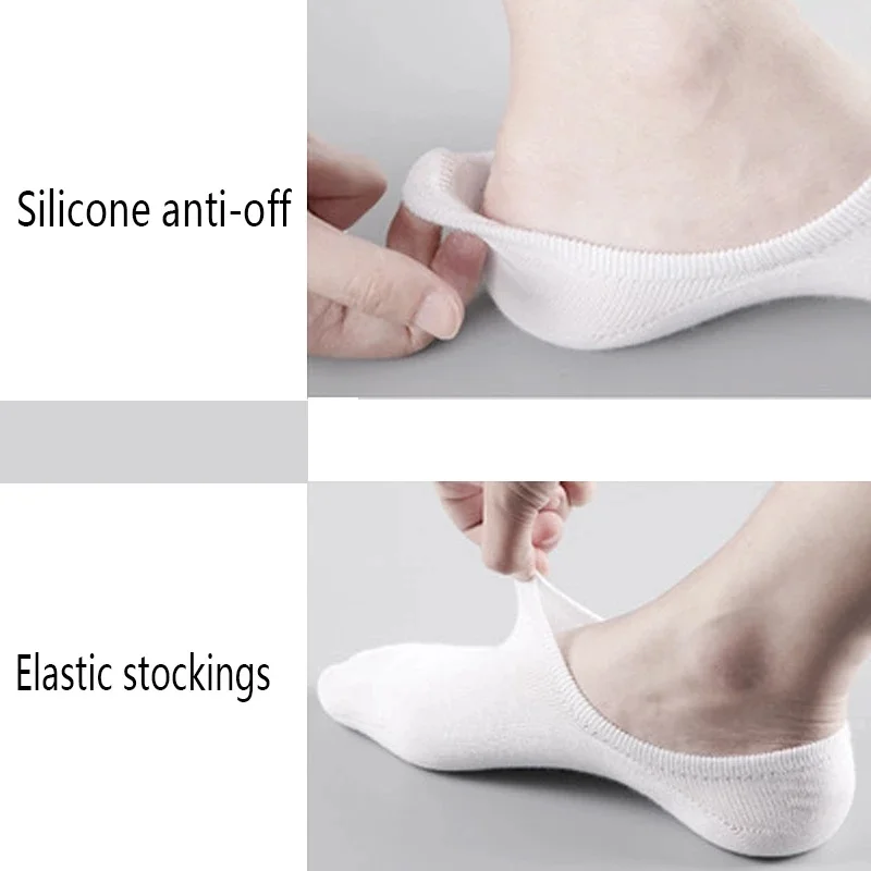 

5 Pairs Mens Womens Breathable Sports Socks Solid Color Boat Socks Non-slip Silicone Cotton Socks Men's Invisible Ankle Socks