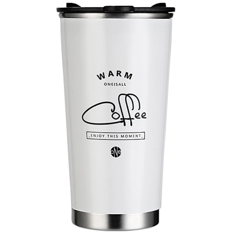 White 400ML Double Wall Stainless Steel Coffee Mug Thermos Cup Thermal Vacuum Flasks Insulated Cup Tea Milk Travel Water Bottle - Цвет: White