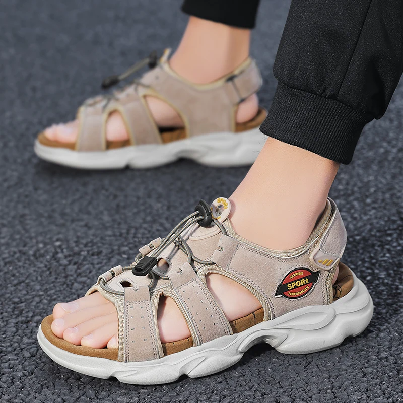 

Летние Новый Стиль Открытый мужские сандалии; Модная дышащая пляжная обувь для мужчин; Модные летние шлепанцы для мужчин высокого качества ...