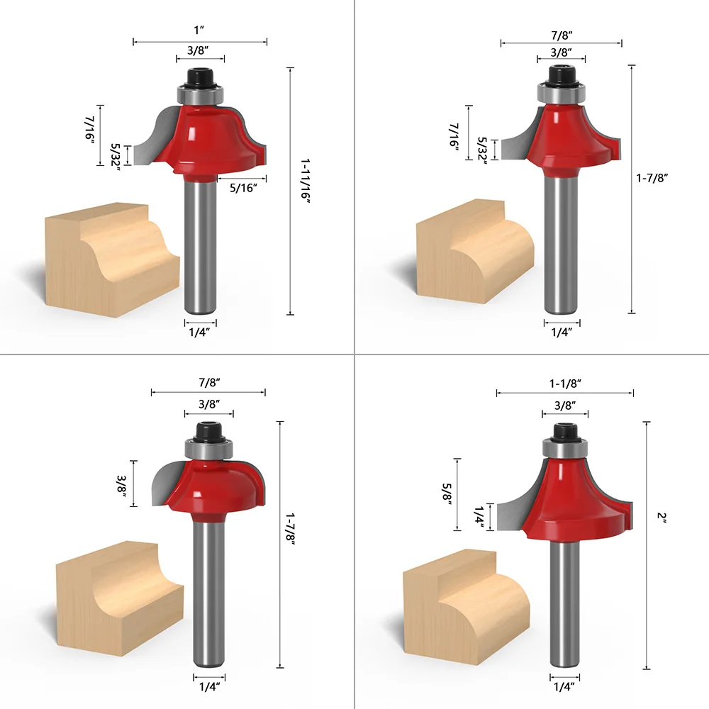 

15 Pcs Woodworking Milling Cutters Set 1/4''/8mmShank Carbide Router Bit for Wood Cutter Engraving Cutting Tools Milling Cutter
