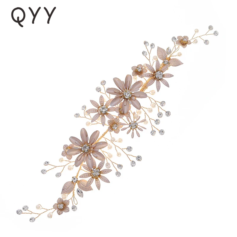 

Fashion Bridal Wedding Hair Jewelry Rhinestone Hair Clips for Women Accessories Gold Color Flower Hair Pins Bride Headpiece Gift