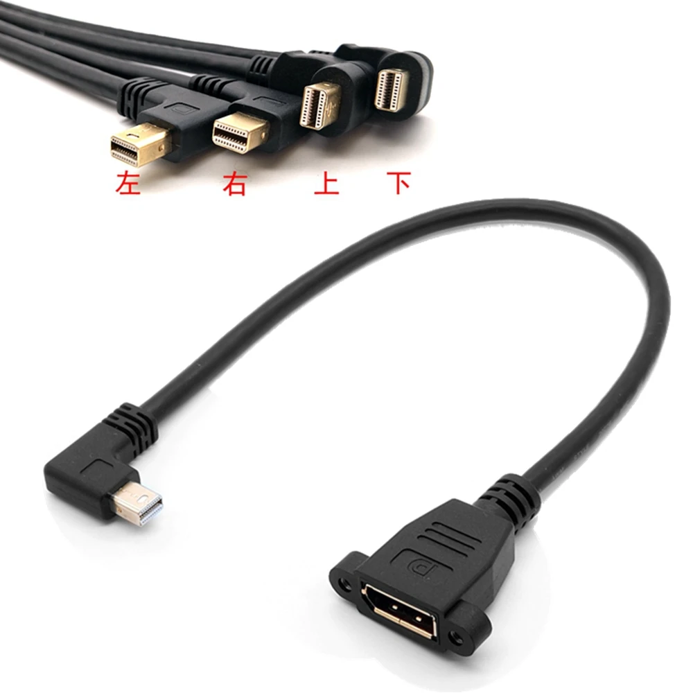 Кабель Mini DisplayPort Rechten Winkel zu Адаптер в Schwarz-4K Auf variung Bereit-Thunderbolt und Thunderbolt 2