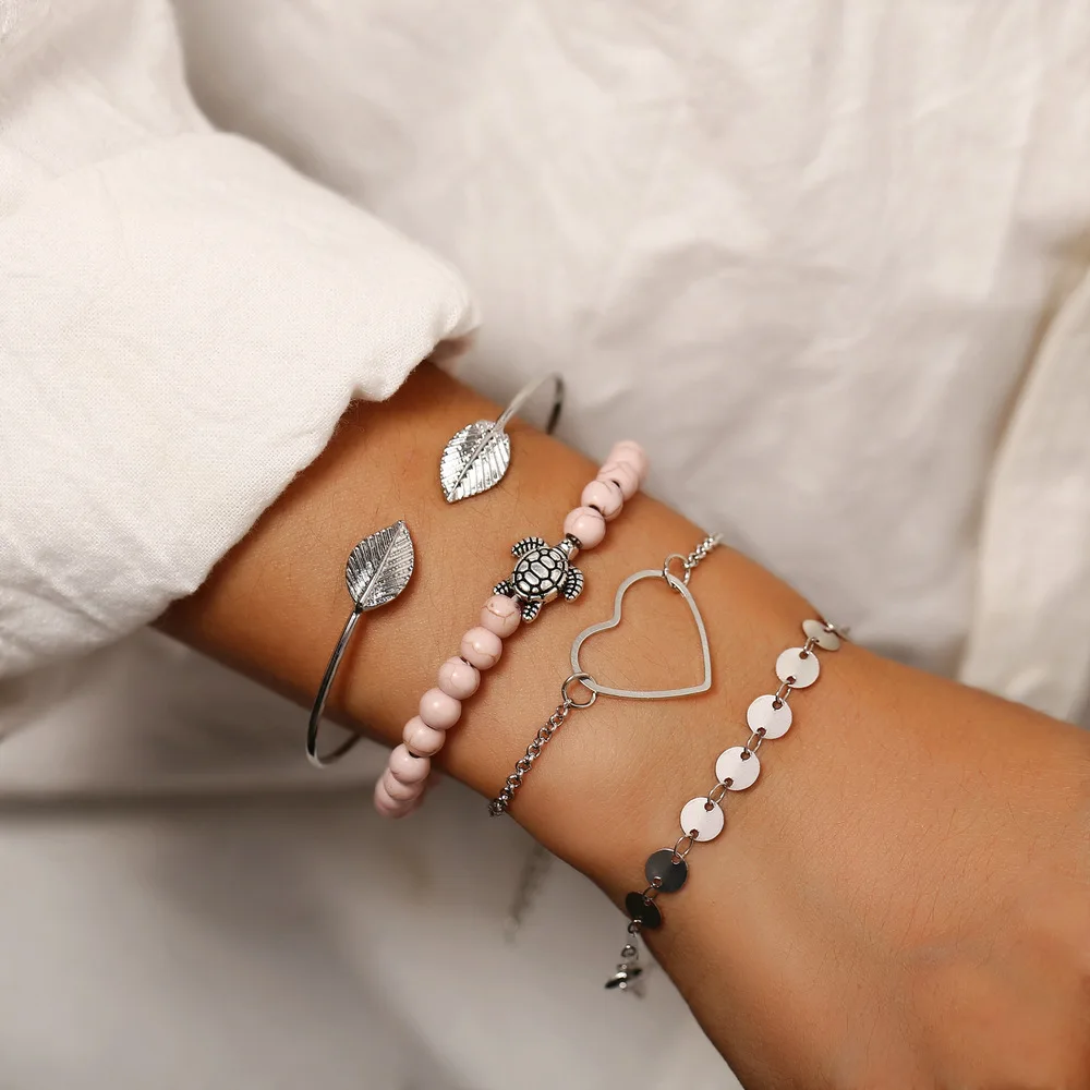 

leaves bracelet set 4 piece set