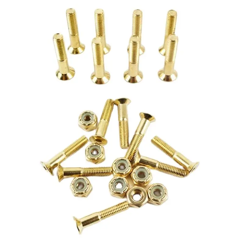 Новинка 8 шт./лот Золотая жесткая посуда болты для рыбной доски детали скейтборда