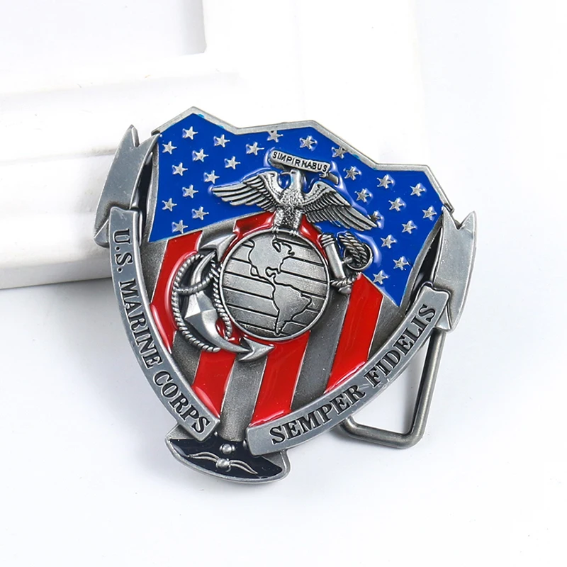 

US Marine Corps Semper Fidelis Belt Buckle For Men Western Cowboy DIY Leather Craft Jeans Accessories Suitable For 40mm Width Be