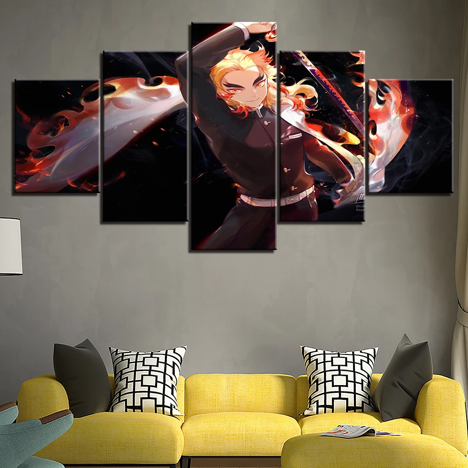 

Anime Demon Slayer Kyojuro Rengoku HD Prints Picture Canvas Poster Painting 5 Pieces For Living Room Wall Art Home Decor Frame