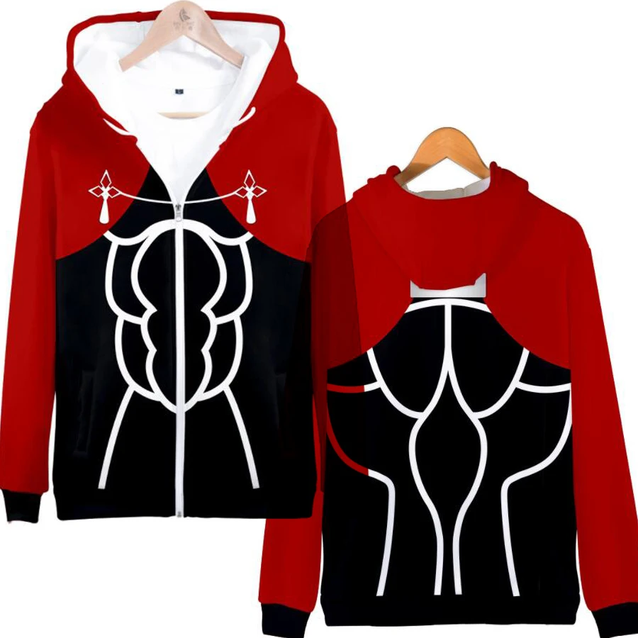 Anime Fate Stay Night 3D Print Oversized Women/Men Hoodies Sweatshirt Archer Emiya Shirou Cosplay Zipper Hooded Jacket Outerwear