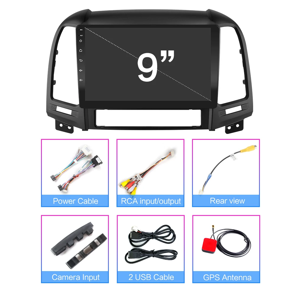 Автомобильный мультимедийный видеоплеер 2 Гб ОЗУ Android для Hyundai Santa Fe 2006 2007 2008 2009 2010