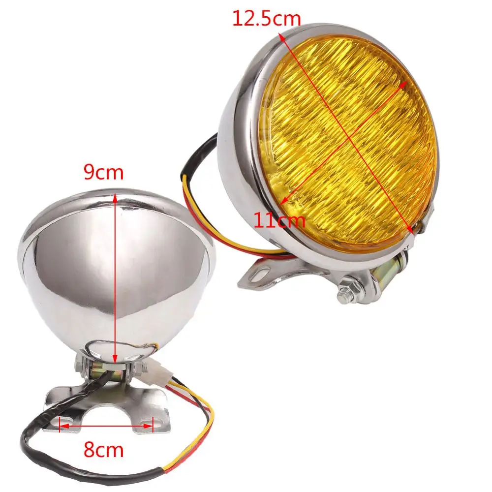 4 цвета мотоцикл 12В Ретро желтый стеклянный светодиодный налобный фонарь для