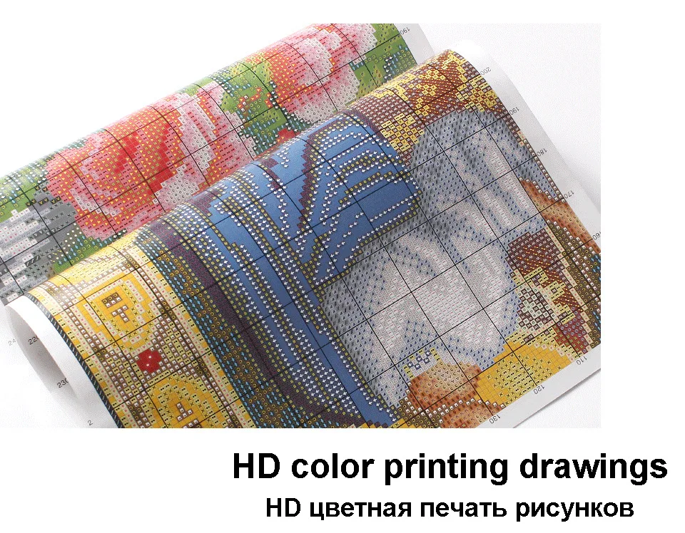 HUACAN Cross Stitch Needlework Sets For Full Embroidery Kits Tree And Bird Animals White Canvas 14CT DIY Home Decor 40x50cm