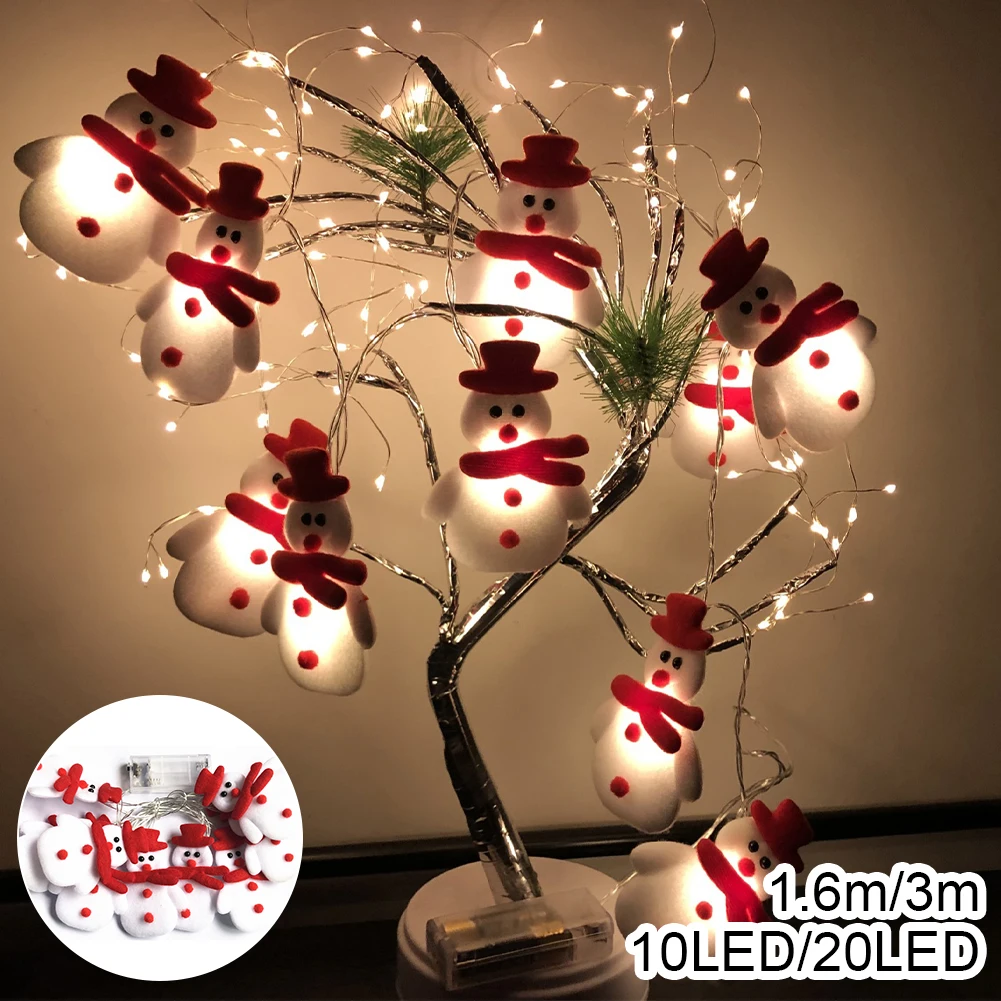 

Christmas Snowman LED String Lights Battery Operated Decorative Lights Christmas Tree Home Indoor Outdoor Party Decor New Year