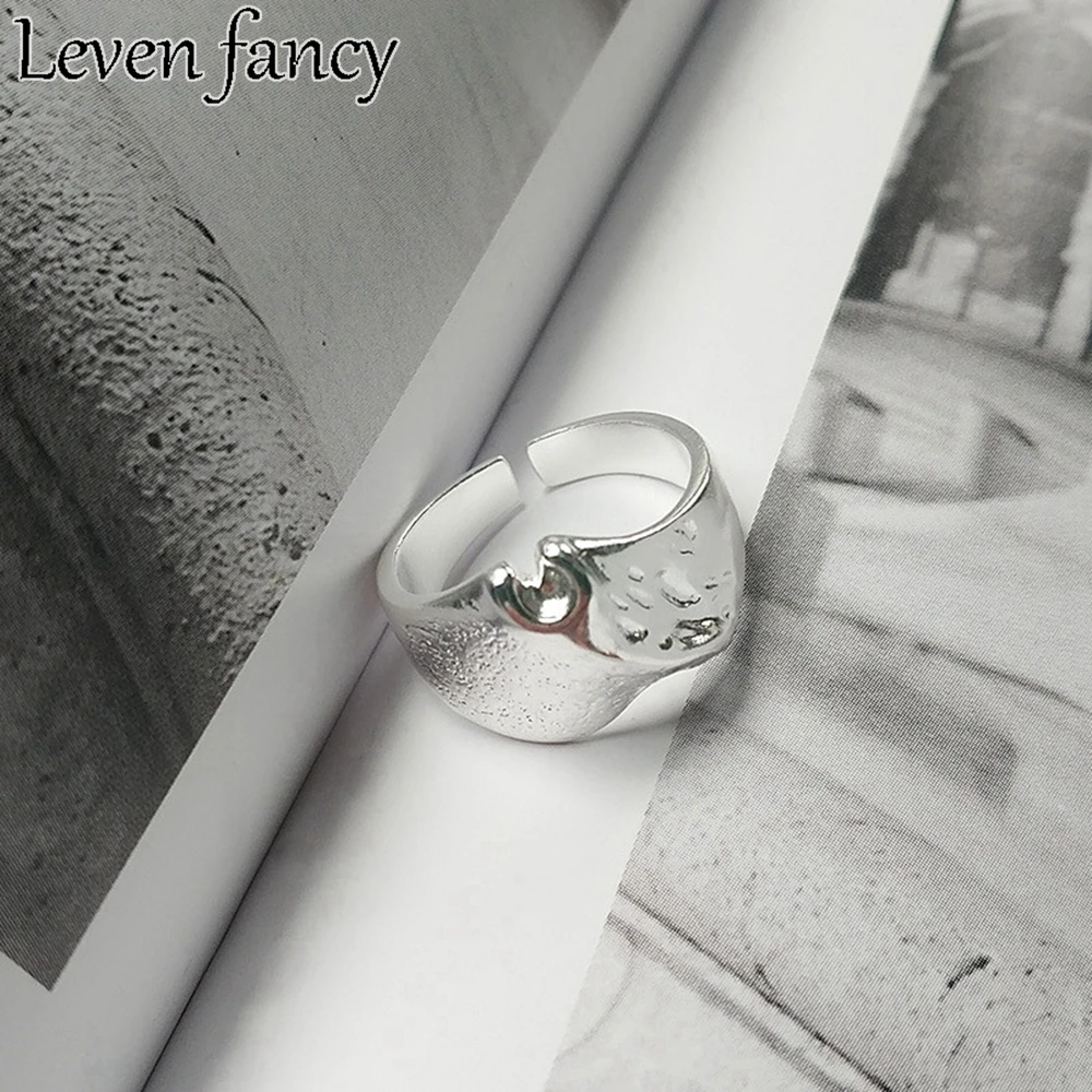 

925 Sterling Silver Ring Irregular Mountain Ring For Women Girl Adjustable Wide Big Ring Fine Jewelry Silver Niche Korean Gift