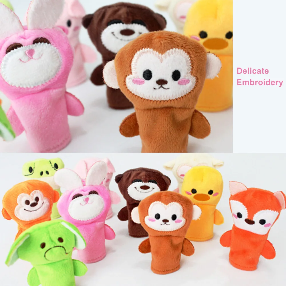 10pcs/kit Finger Puppets Animal Plush 7cm/2.95in Kids Gift Children Toy Party gift Fun Monkey Pig Rabbit Bunny Duck Bear Cute | Дом и сад