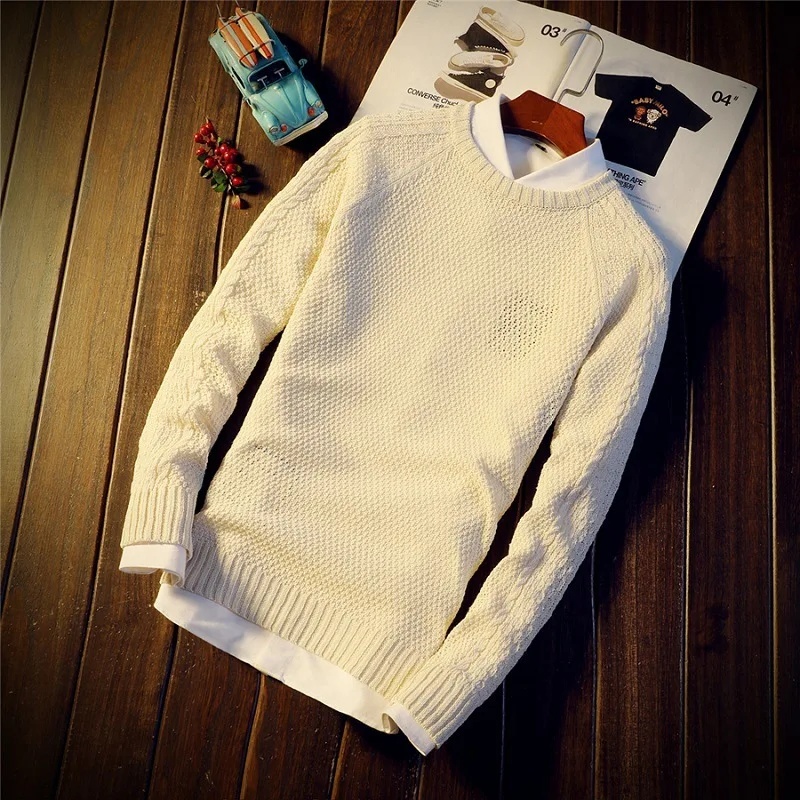 

Autumn Thin Men'S Sweater Round Neck Pullover Long Sleeve Youth Comfortable Knitting Unlined Upper O-neck Slim Fit Sweaters Men