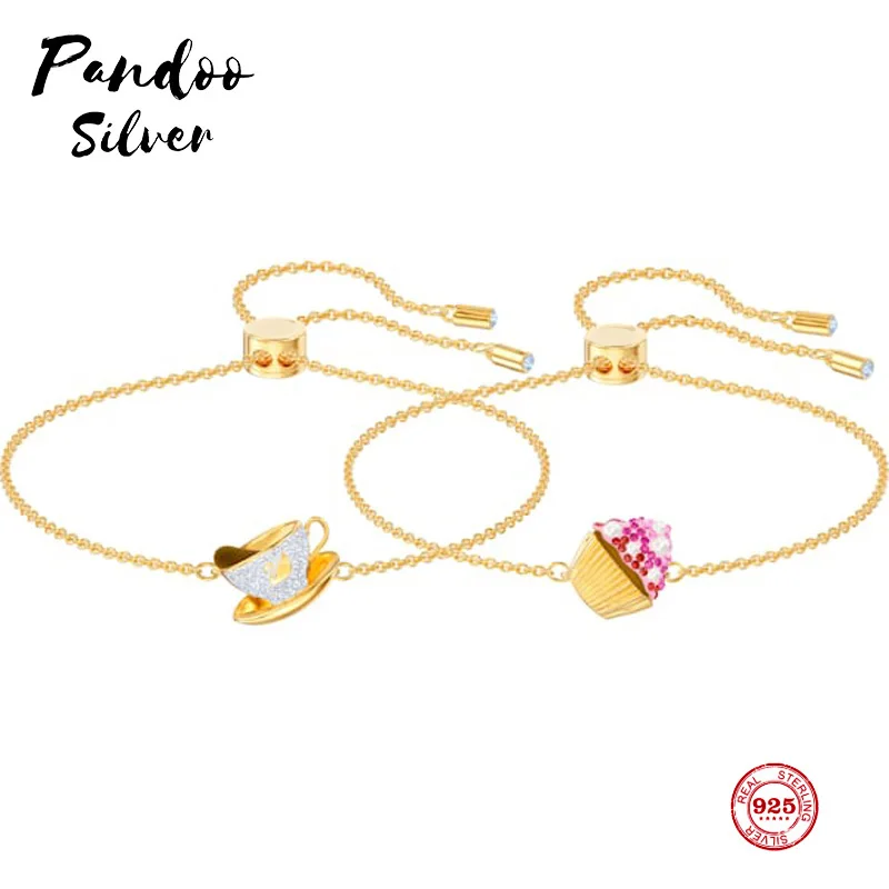 

Шарм PANDOO из чистого серебра 925 пробы, оригинальная копия 1:1, маленький торт, кофейный комбинация, женский браслет, роскошные ювелирные издели...