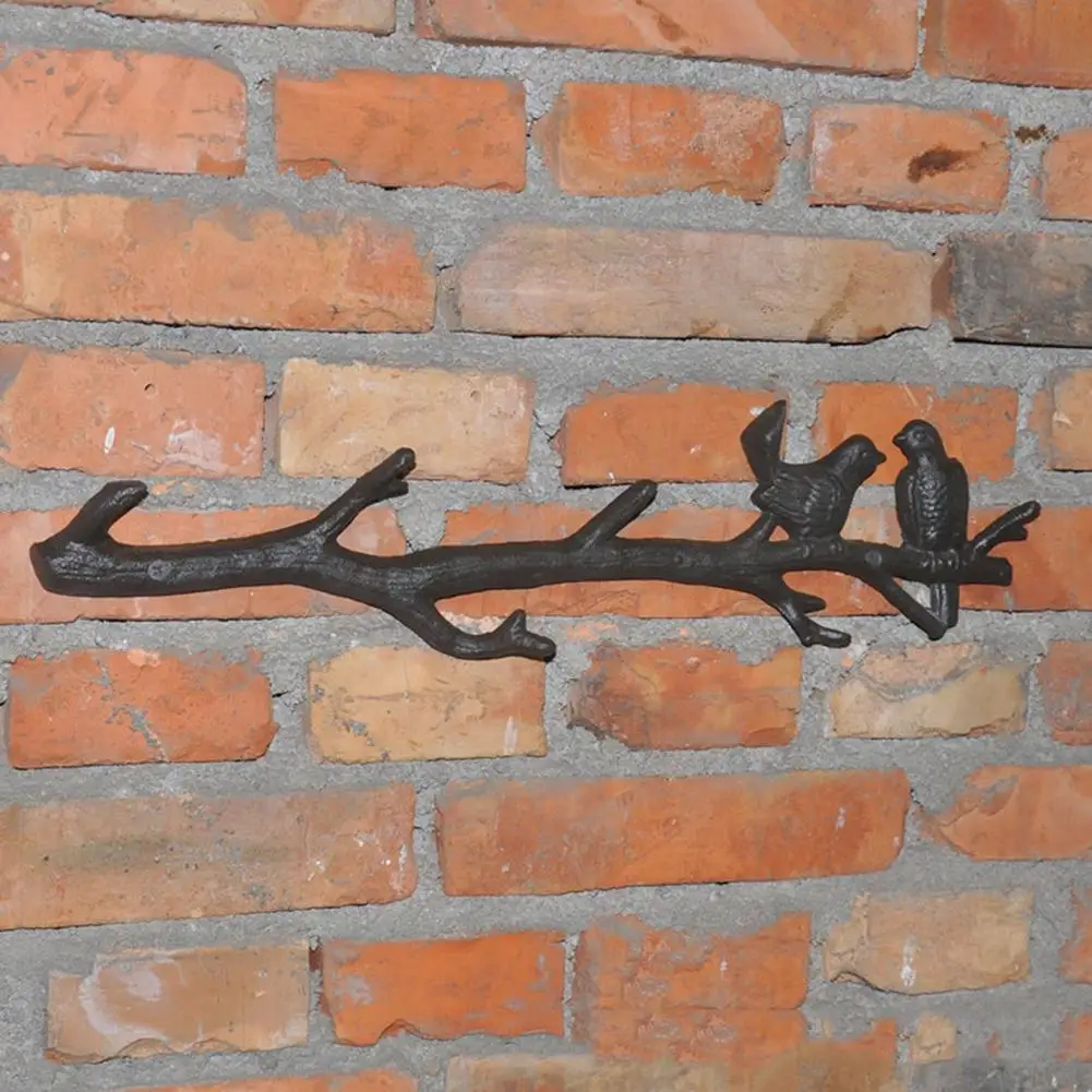 Кованый железный винтажный твиг принт с птицами рамка 6 крючками декоративный
