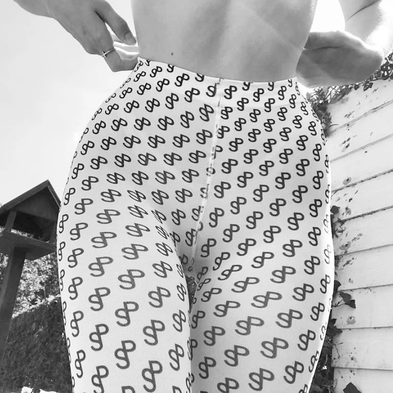 Женские леггинсы с принтом букв | Женская одежда