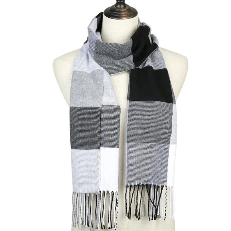 

NDUCJSI Plaid Scarf for Women Men Winter Pashmina Cashmere Shawls Warm Tassel Lattice Outdoor Long Scarves Soft Plaid Pashmina