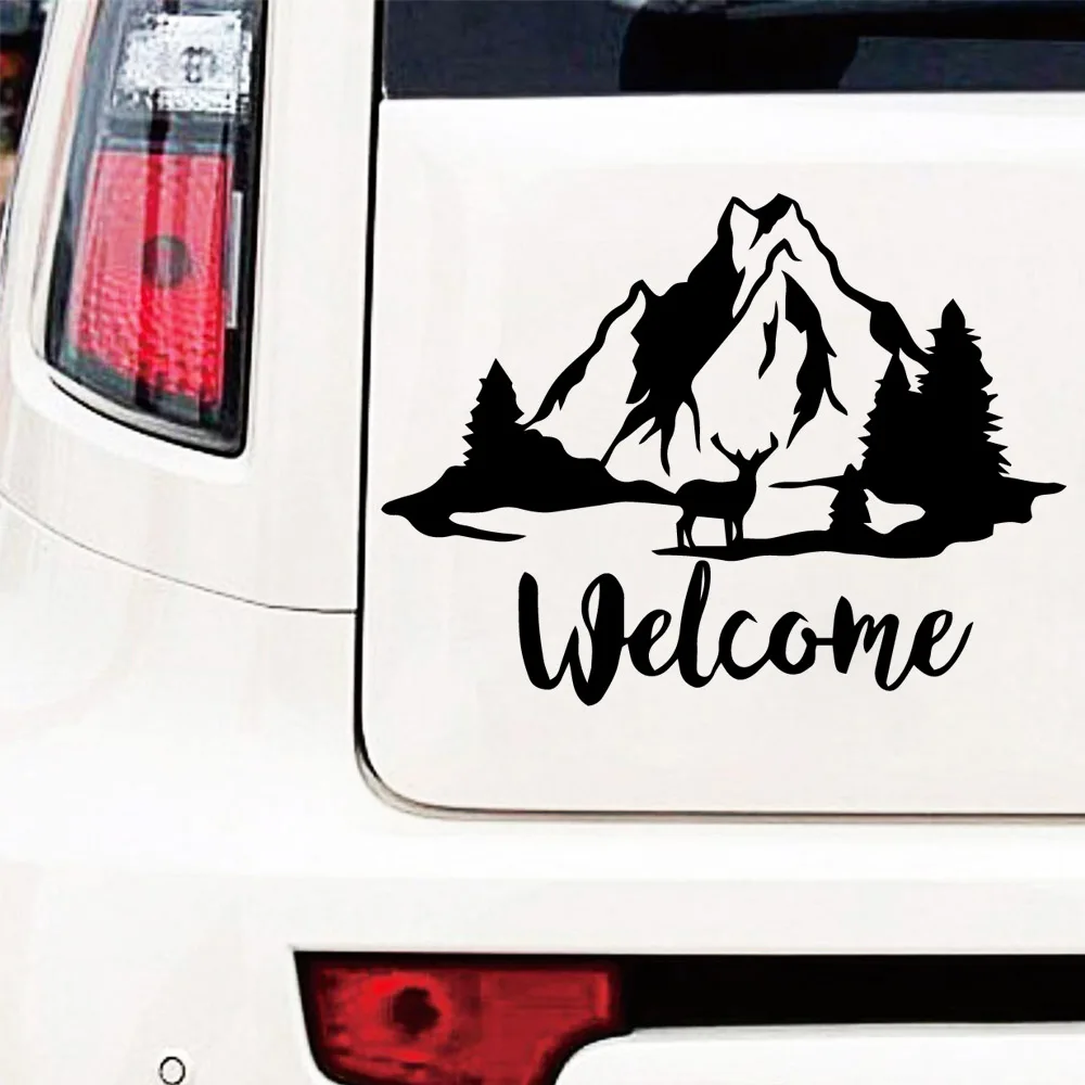 

Cartoon Mountain Auto Stickers On The Car Interesting Vinyl Decals Car Sticker Black/Silver Car-Styling