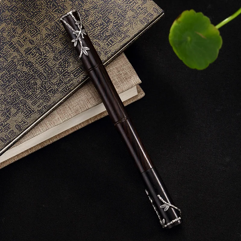 S925 Sterling Silver Retro Bamboo Ebony Gel Ink Pen Display Art | Дом и сад