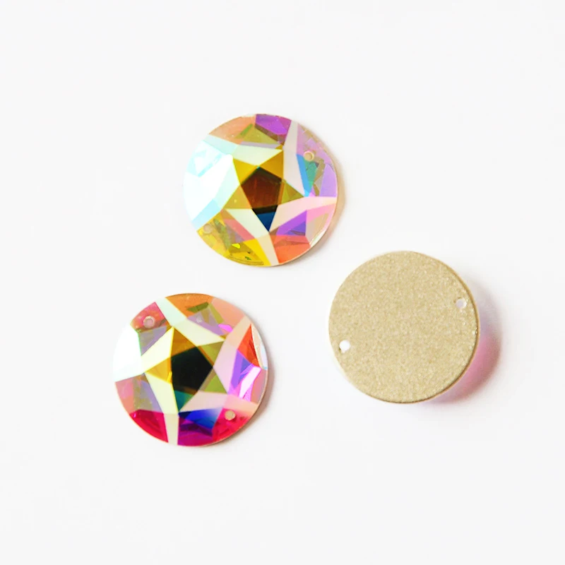 

2016TH Crystal AB Mirror Sew On Rhinestones With 2 Holes Glass Flat Back Shiny Sewing Stone Strass DIY Wedding Dress Decoration