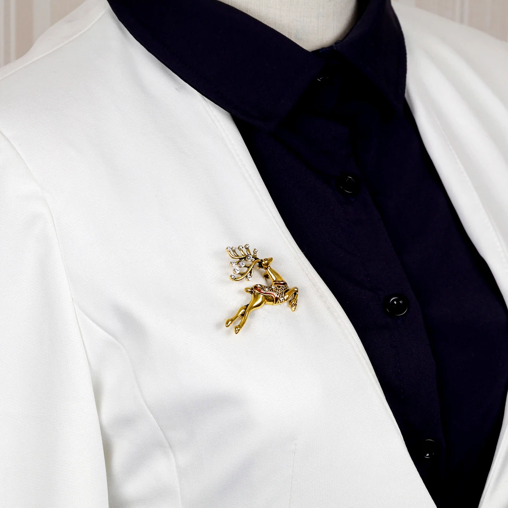 3 шт./лот модная Рождественская брошь в виде лося с кристаллами Симпатичные