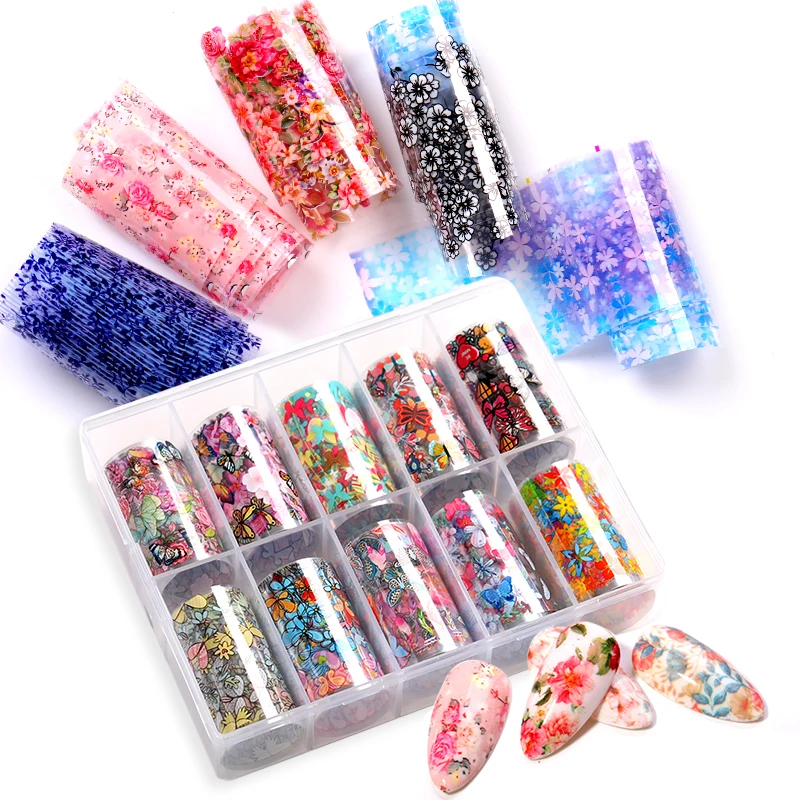 10 шт инструментов для ногтей Фольга Push Up комплект нижнего белья с цветочным