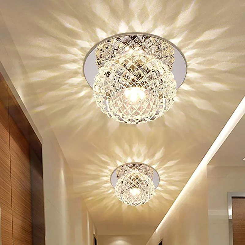 

3PCS LED Modern Flush Mount Lighting Ceiling and Wall Light Spots Crystal Round Ceiling Lamp for Vestibule, Hallway, Entrance