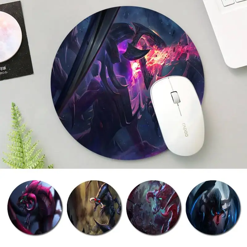 

2020 LOL Chogath office Mat Round Pads Family Laptop Gamer Rubber Mouse Mat MousePad Desk Gaming Mousepad Cup Mat