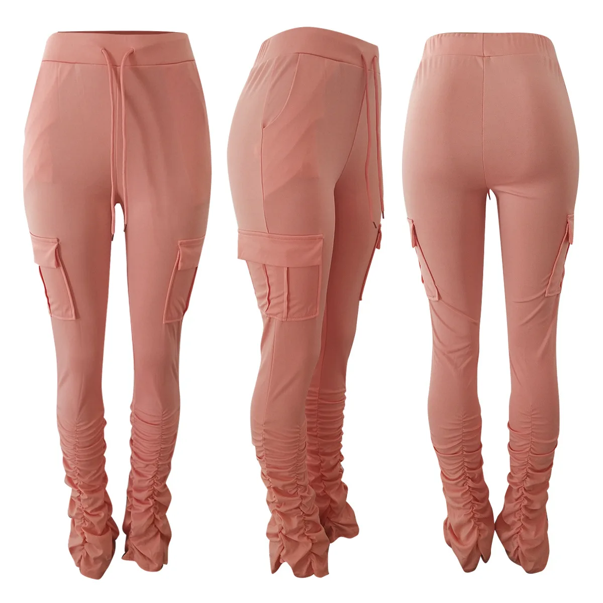 Леггинсы женские с карманами штаны карамельных цветов спортивные брюки карго