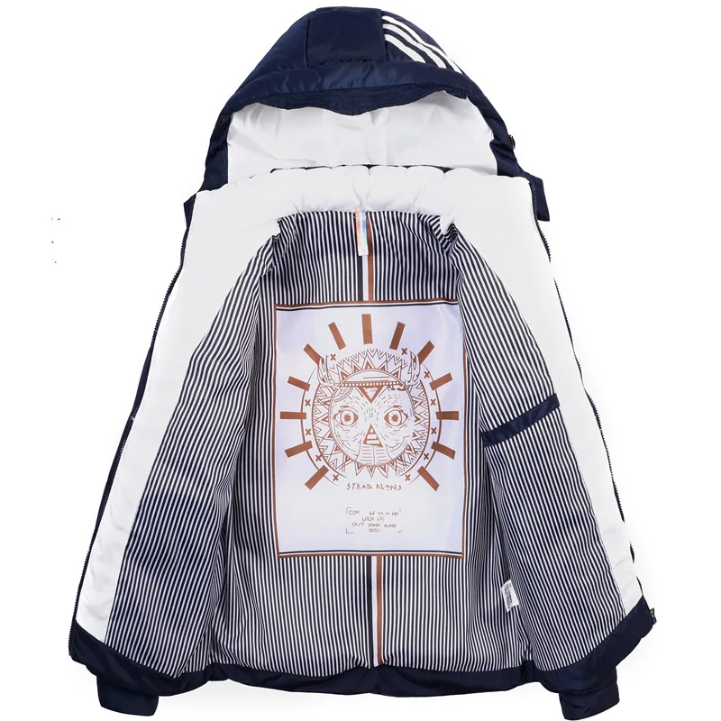 Теплая хлопковая куртка однобортная Повседневная Толстая теплая с капюшоном