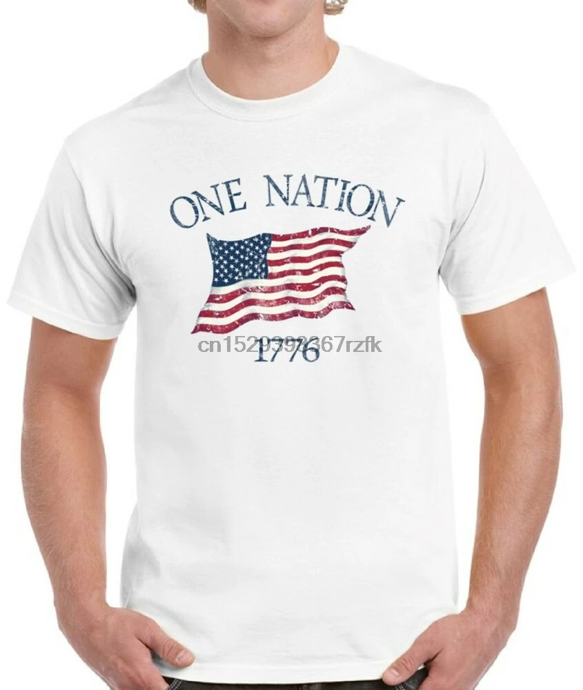 Одна нация 1776 флаг США мужская рубашка патриотический Топ |