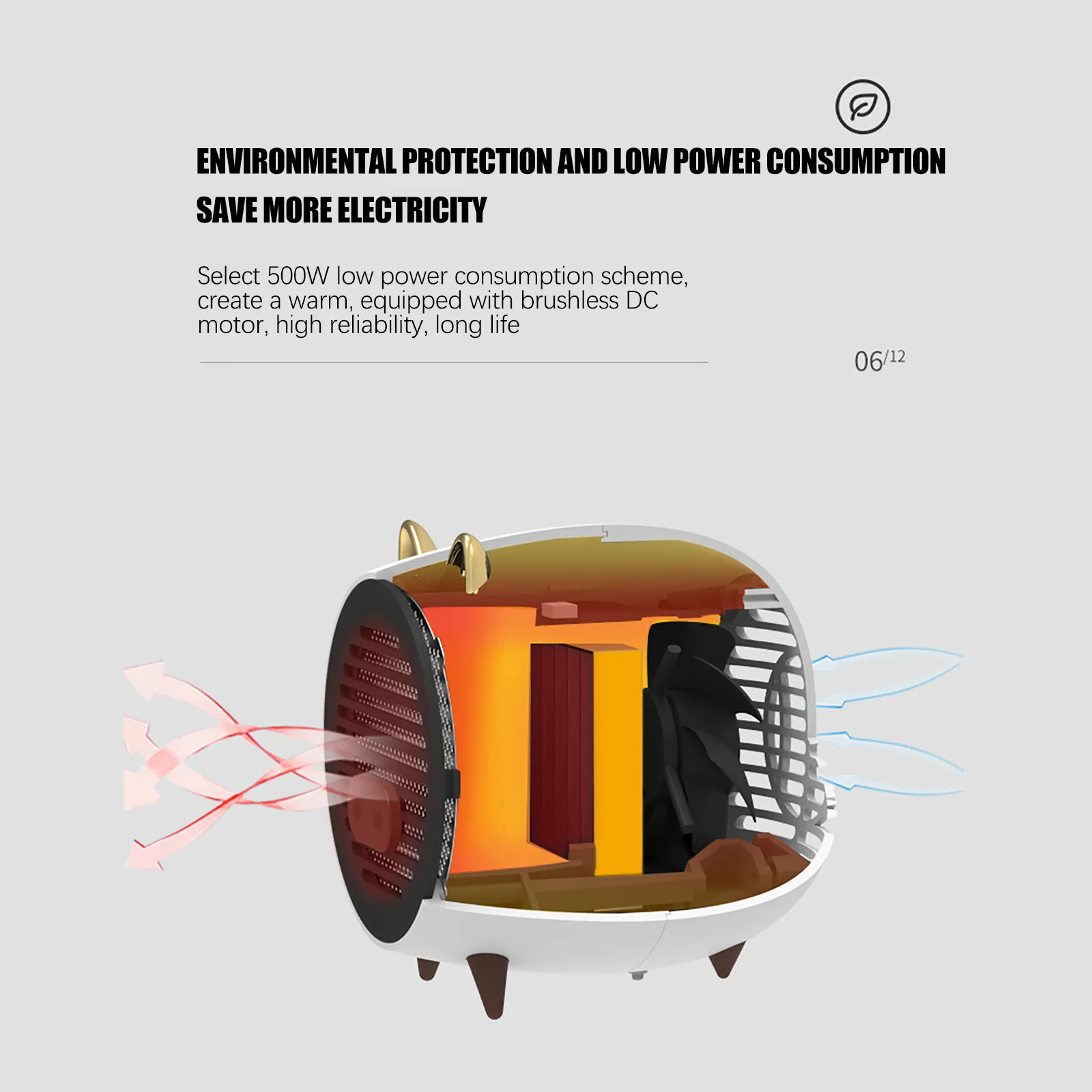 Компактный обогреватель помещений портативный зимний персональный