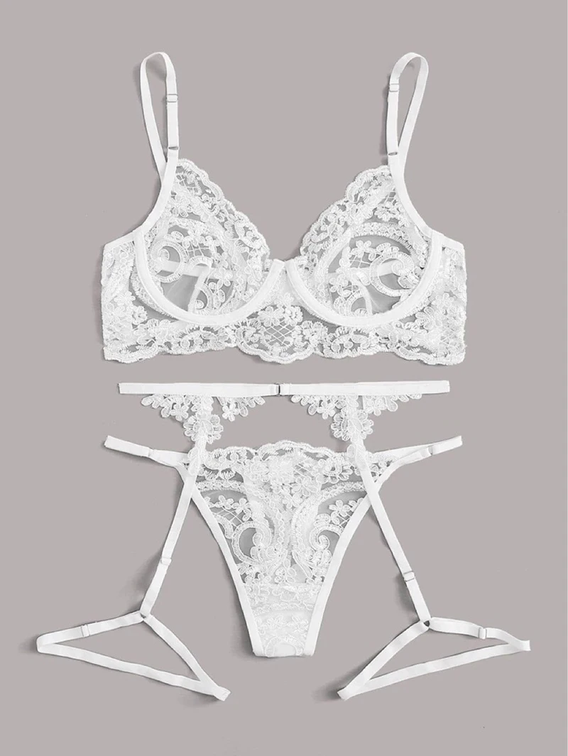 

Ellolace Women's Underwear Set Woman 2 Pieces Sexy Lingerie Lace Underwear Women Brief Sets Embroidery Erotic Lingerie