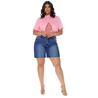 summer women plus size denim shorts sexy side split high waist straight jeans shorts feminino vintage loose cotton short jeans