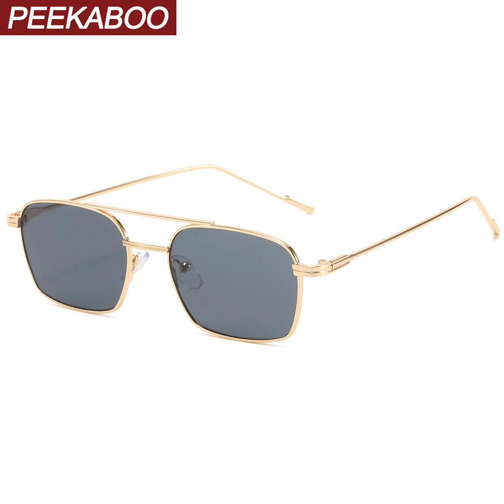 Солнцезащитные очки Peekaboo в металлической оправе, унисекс, uv400, с квадратной оправой, золотистые черные, в стиле ретро, 2021