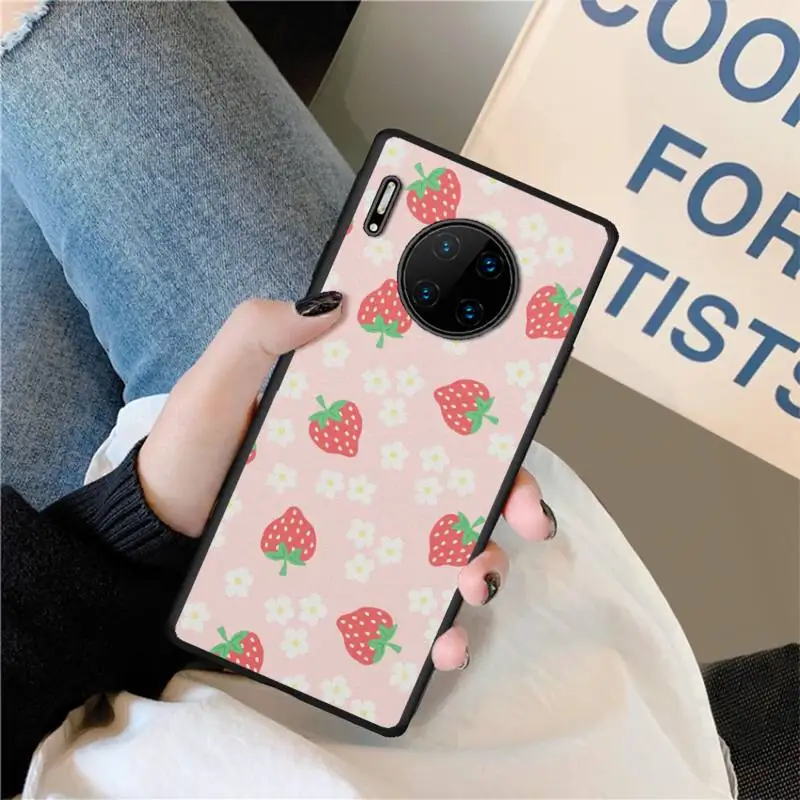 

Red Stamp Strawberry Phone Case for Huawei P9 P10 P20 P30 P40 lite Pro smart 2016 2017 2019 2020 Fundas Cover