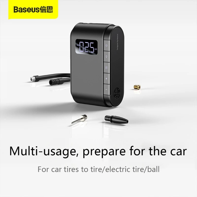 

Air Compressor Electric Tire Inflator Portable Car Tire Pump with LED Light for Car Tire Bicycle and Other Inflatables T21E