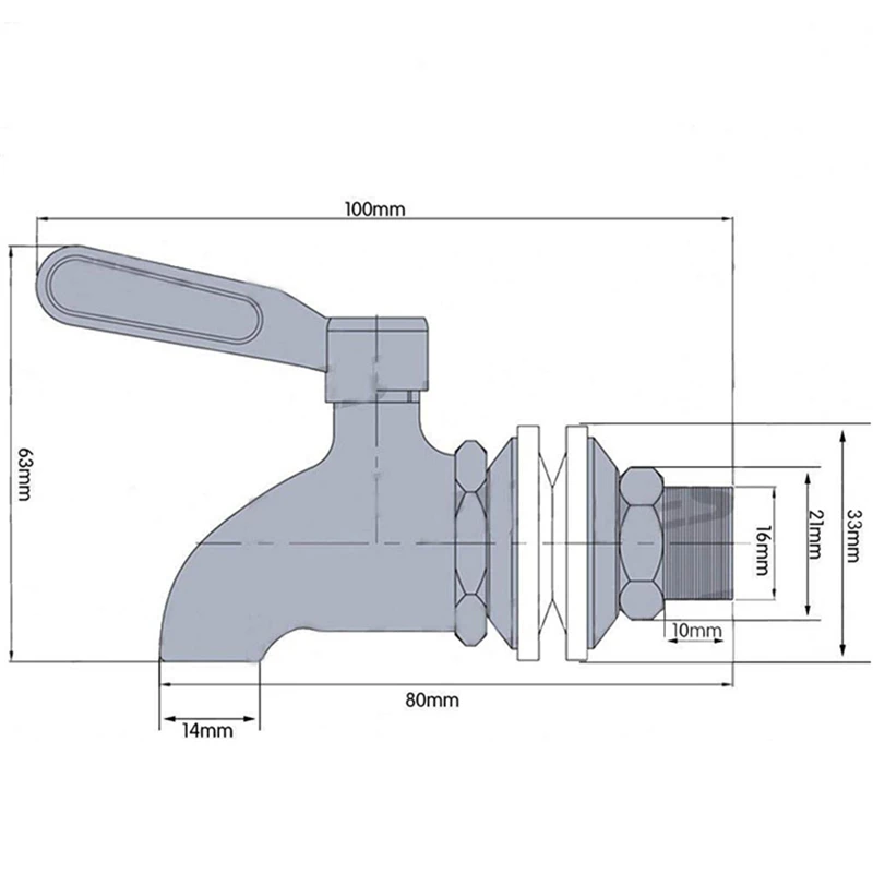 

16mm Wine Barrel Water Spigot Tap Stainless Steel Faucet For Wine Beer Oak Barrel Beverage Dispenser Bar Supplies