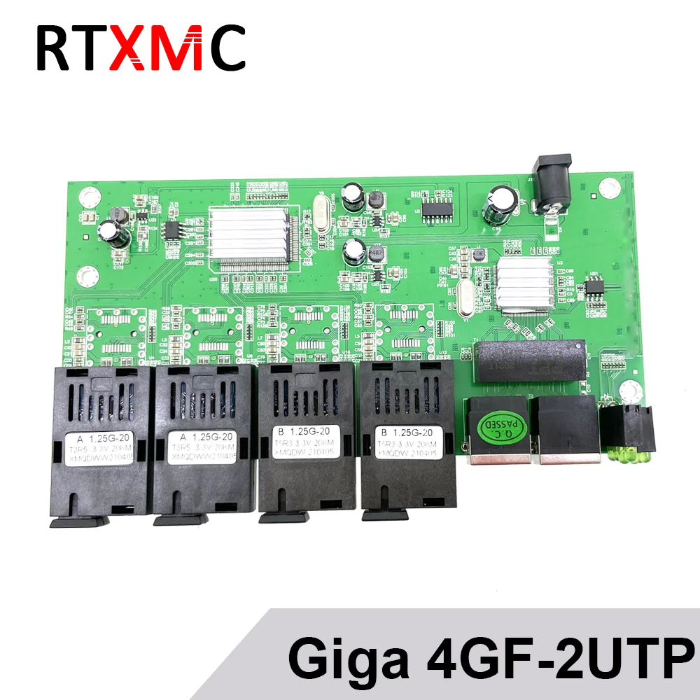 4GF2GE Gigabit Ethernet коммутатор Fiber 4*1 25G волоконный порт и 2*101/100/1000M UPT PCBA|Оптоволоконное
