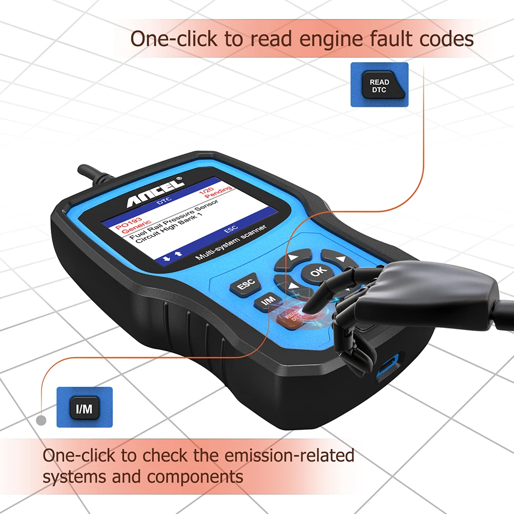 Автомобильный сканер ANCEL BM500 OBD2 профессиональный считыватель кодов EPB SAS SRS TPMS Reset
