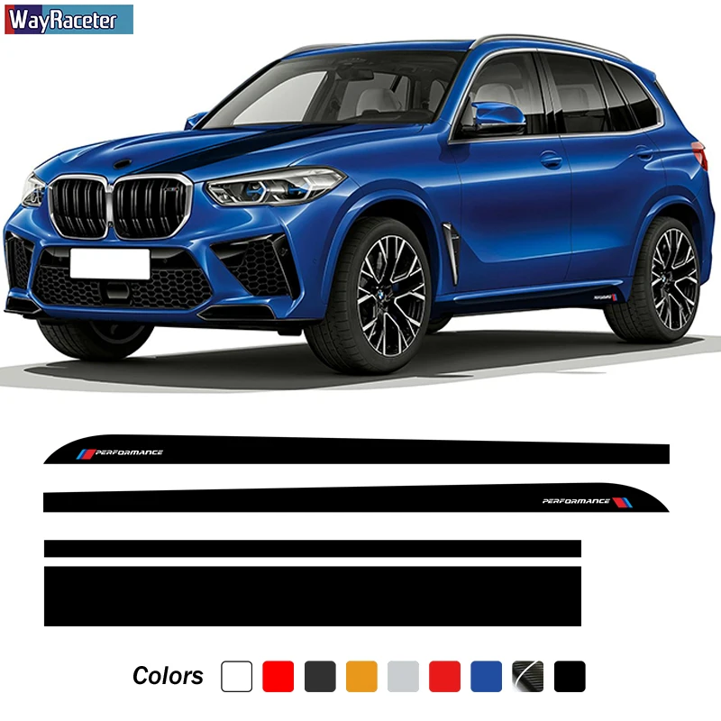 

M Performance Door Side Stripes Skirt Sticker Car Hood Engine Cover Decal For BMW X5 F15 F85 M G05 E70 Accessories